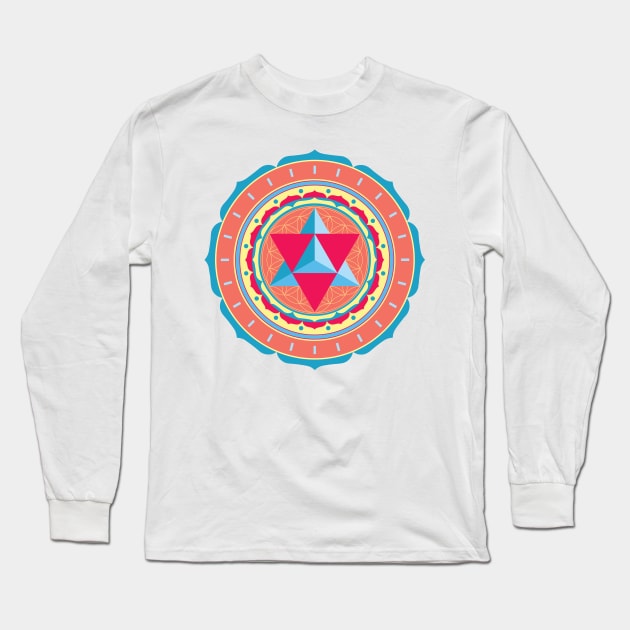 Merkaba Mandala Long Sleeve T-Shirt by GalacticMantra